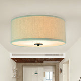 Modern Drum Shade Flush Mount Light With 5 Bulbs 16/19.5 Wide Grey/White Green Rim - Bedroom Ceiling