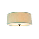 Modern Drum Shade Flush Mount Light With 5 Bulbs 16/19.5 Wide Grey/White Green Rim - Bedroom Ceiling