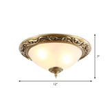 Opaline Glass Brass Flush Ceiling Light - Traditional Bedroom Lighting (12/16/19.5 2/3 Heads)