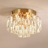 Modern Crystal Rectangles Flushmount Ceiling Light In Nickel/Gold