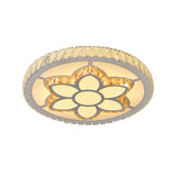 Modern Led Flush Mount Ceiling Light With Clear Crystal Design For Bedroom
