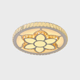 Modern Led Flush Mount Ceiling Light With Clear Crystal Design For Bedroom