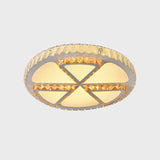 Modern Led Flush Mount Ceiling Light With Clear Crystal Design For Bedroom