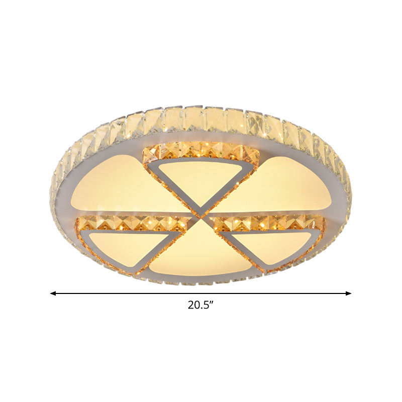 Modern Led Flush Mount Ceiling Light With Clear Crystal Design For Bedroom