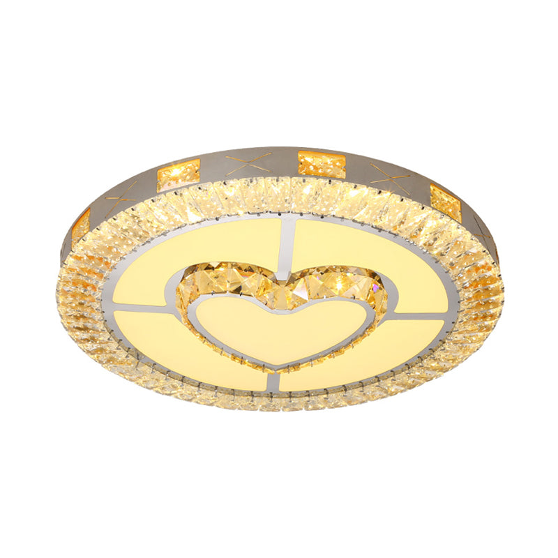 Led Crystal Ceiling Light Flush-Mount Fixture - Modern Chrome With Clear Inlaid Diamond/Flower/Star