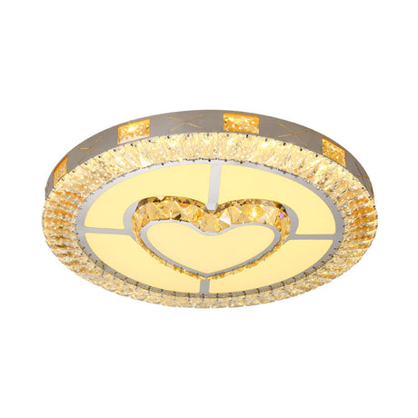 Led Crystal Ceiling Light Flush-Mount Fixture - Modern Chrome With Clear Inlaid Diamond/Flower/Star