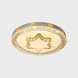 Led Crystal Ceiling Light Flush-Mount Fixture - Modern Chrome With Clear Inlaid Diamond/Flower/Star