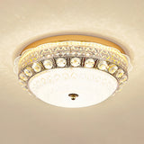 Classic Crystal Bowl Flush Ceiling Light - Led Mount Fixture White 16/19.5 Wide Bedroom Lighting