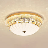 Classic Crystal Bowl Flush Ceiling Light - Led Mount Fixture White 16/19.5 Wide Bedroom Lighting