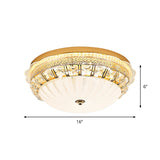 Classic Crystal Bowl Flush Ceiling Light - Led Mount Fixture White 16/19.5 Wide Bedroom Lighting