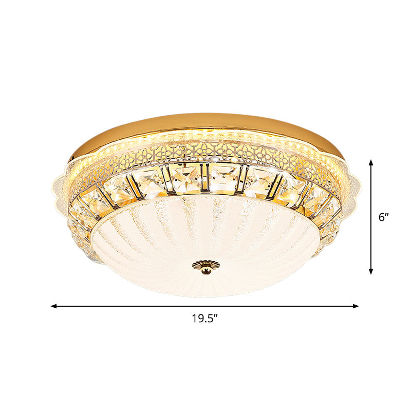 Classic Crystal Bowl Flush Ceiling Light - Led Mount Fixture White 16/19.5 Wide Bedroom Lighting