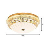 Classic Crystal Bowl Flush Ceiling Light - Led Mount Fixture White 16/19.5 Wide Bedroom Lighting