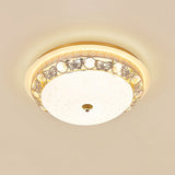 Crystal Ceiling Lamp In Gold: Simple Bowl Shape Led Flush Mount 16/19.5 Wide
