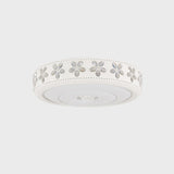 Minimalist Iron Led Ceiling Light With Flower Edge - White Circle Flush Mount For Living Room