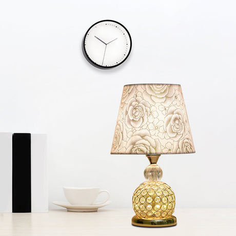 Modern Crystal Embedded Bedroom Table Light - 1 Bulb Gold/Silver/Red Nightstand Lamp With