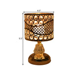 Modern Crystal Encrusted Nightstand Lamp - Cylinder/Round/Square Design Gold Finish Single Bulb