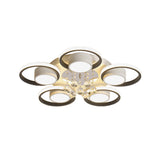 Modern Led White Acrylic Flush Ceiling Light With Crystal Orb - Remote Control Dimming 20.5/25.5