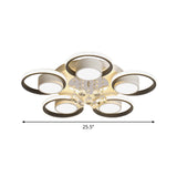 Modern Led White Acrylic Flush Ceiling Light With Crystal Orb - Remote Control Dimming 20.5/25.5