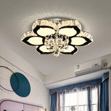 Contemporary Beveled Glass Lotus Led Flush Light In Chrome - Ideal For Bedroom 17/22 Wide / 17
