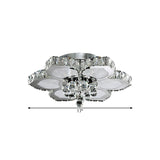 Contemporary Beveled Glass Lotus Led Flush Light In Chrome - Ideal For Bedroom 17/22 Wide