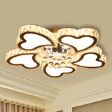 Loving Heart Crystal Block Ceiling Flush Led Mount Light Stainless-Steel