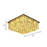 Modern Stainless Steel Square Ceiling Light With Clear Bevel Cut Glass - Led Flush Mount For Bedroom