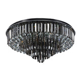 Modern Led Flushmount With Crystal Prisms Shade Stainless - Steel Tapered Ceiling Lighting -
