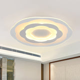 Ultrathin Layered Flower Ceiling Light - Modern Acrylic-White Led Flush Mount Lighting For Bedroom