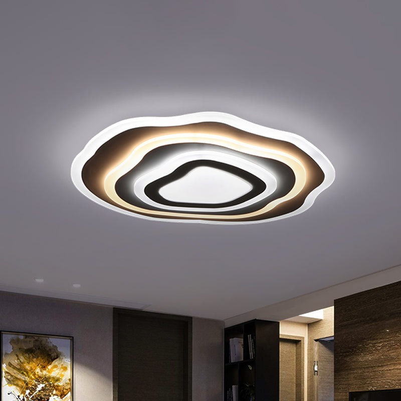 Modern Led Ceiling Lamp: 19.5/23.5 Wide Acrylic White Flush Mount With Warm/White Light For Lounge /