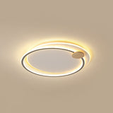 Minimalist Dual Circle Led Ceiling Light In Black/Grey For Warm/White Lighting - 16.5/20.5 Wide
