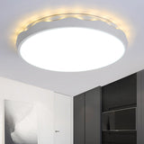 Minimalist Iron Ceiling Light 17/21 Dia Flush Mount White Rounded Design Led Scalloped Edge / 17