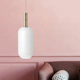 Minimalist Opal Glass Ceiling Pendant - Brass 1 Light Hanging Lamp For Table