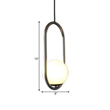 Sleek Chrome Oblong Pendant Light With Minimalist Design And Orb White Glass Shade