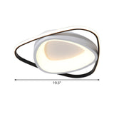 Modern Incurvated Triangle Led Flush Ceiling Light In Black - White 19.5’/23.5’ Width