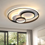 Modern Black Led Flush Mount Ceiling Lamp With Multi - Ring Acrylic Design In Warm/White Light -