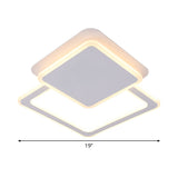 Modern White Led Ceiling Flush Light For Living Room - Round/Square Acrylic Simplicity Flushmount