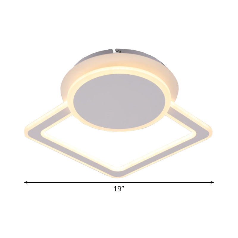 Modern White Led Ceiling Flush Light For Living Room - Round/Square Acrylic Simplicity Flushmount