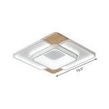 Nordic Square Flushmount Acrylic Led Ceiling Light White-Wood Finish 16/19.5 Wide Warm Or White