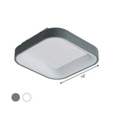 Nordic Acrylic Led Flush Mount Ceiling Fixture For Bedroom - Grey/White Squared Ring 16/19.5 W