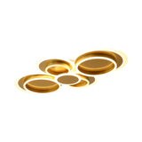 Gold Iron Ceiling Flush Mount Led Light For Parlor - Mid-Century Style With Warm/White