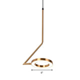 Gold Loop Pendant Light Kit: Rotatable Stylish Led Hanging Fixture With Zigzag Shaped Arm