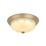 Colonial White Glass Bowl Flush Mount Ceiling Light With Gold Finish - 2/3 Heads 16/19.5 Width