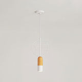Nordic Wood Hanging Pendant Light In White With Round Wired Decor