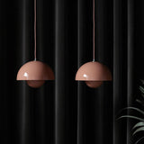 Macaron Dome Pendant Light With Inner Capsule Diffuser - Iron Finish 1 Head In Pink/Green/Yellow