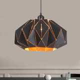 Nordic White/Black Living Room Pendant Lamp With Laser-Cut Iron Shade Black