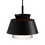 Minimalist Iron Hanging Pendant Light With 2 Tiers Single Black/White Design Transparent Glass Shade