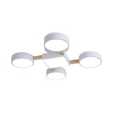 Nordic Wood Ceiling Led Light With Semi-Flush Mount For Bedroom In White