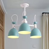 Blue And White Inverted Goblet Dinette Chandelier Macaron Ceiling Lamp With 3/6 Heads 3 /