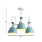 Blue And White Inverted Goblet Dinette Chandelier Macaron Ceiling Lamp With 3/6 Heads