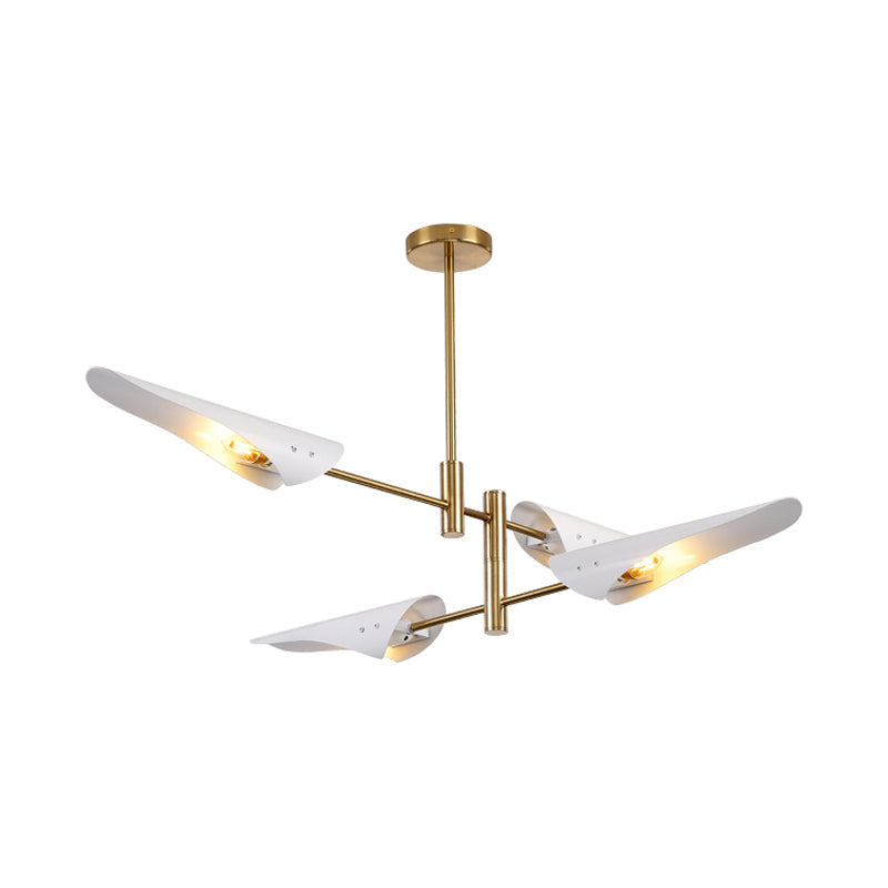 Modern 2-Tier Spiked Iron Ceiling Chandelier With 4 Rotating Heads - Black/White Semi Flush Mount